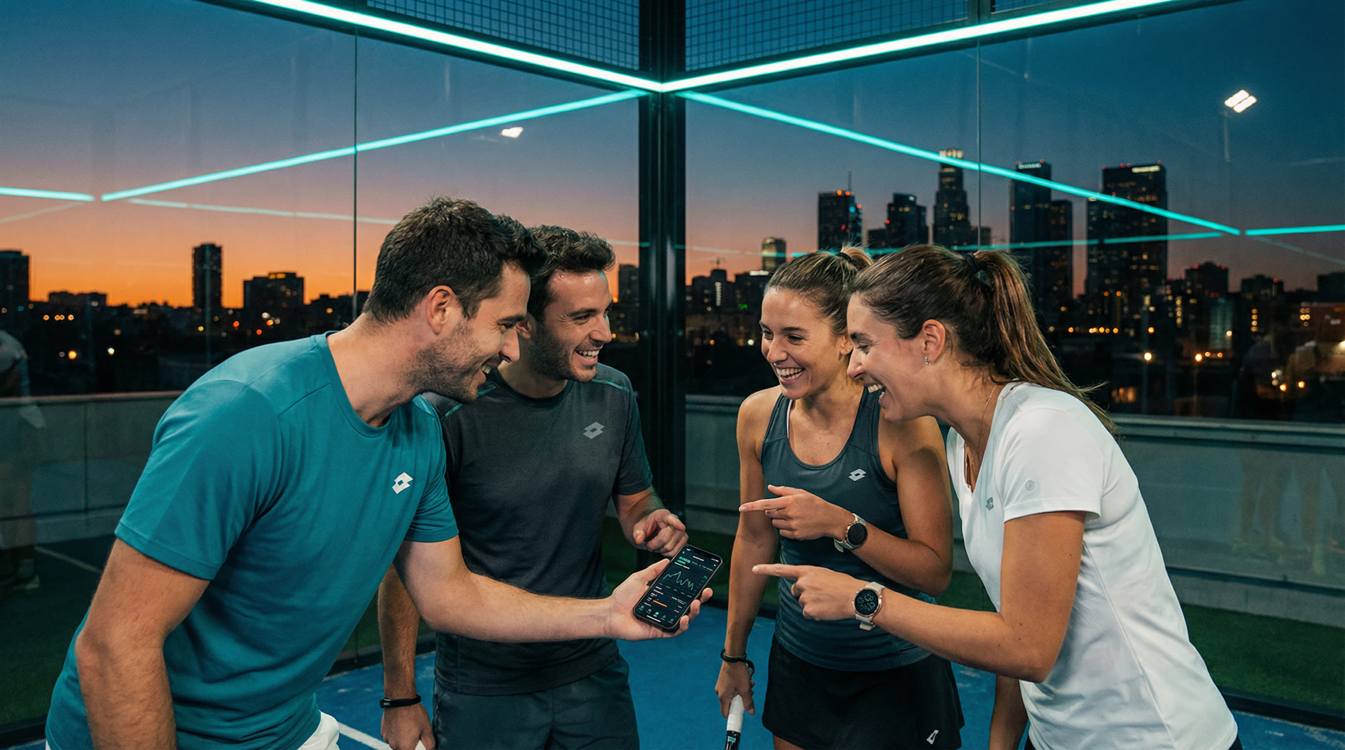 Padel players sharing stats and comparing player cards